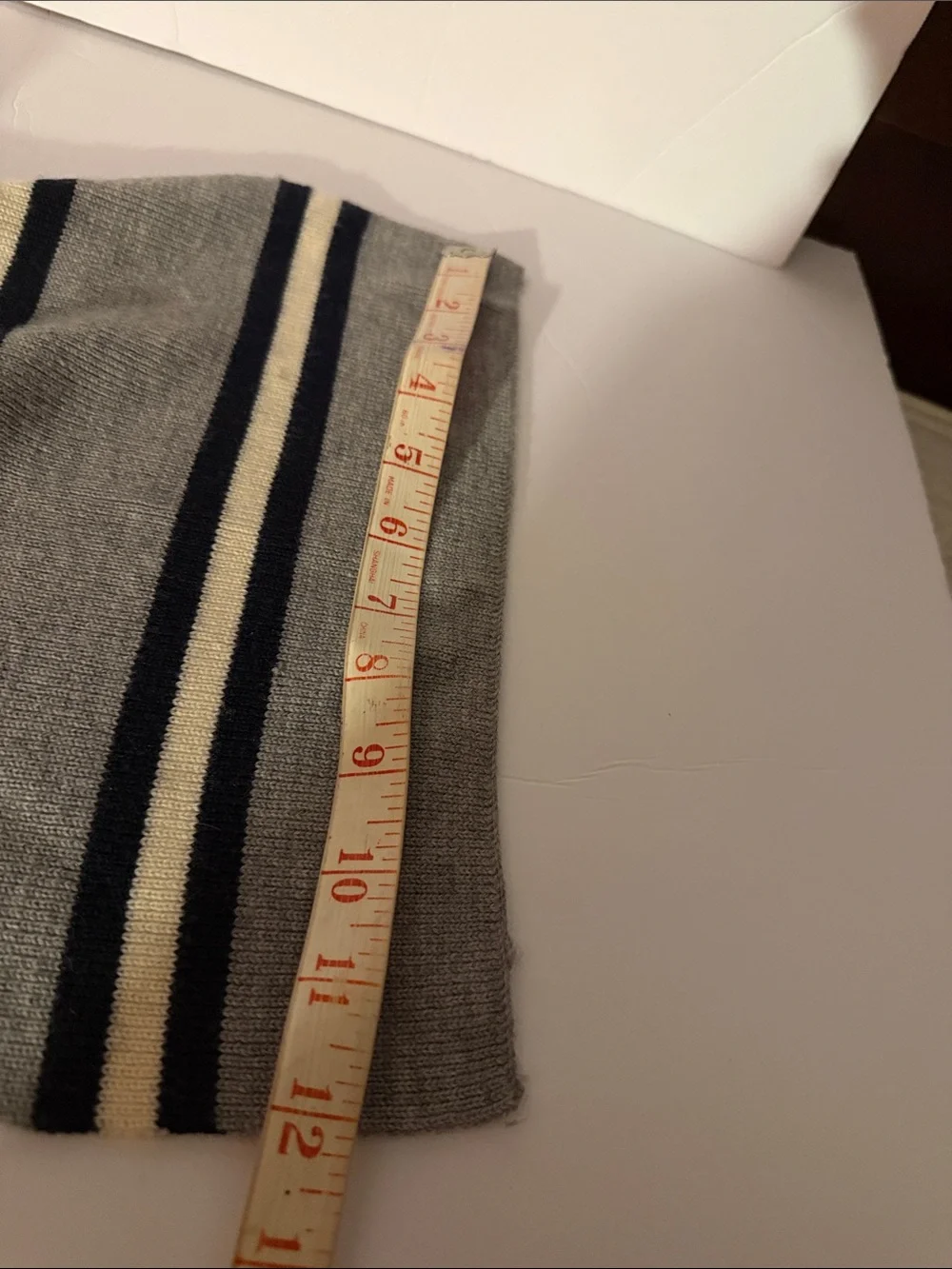 Canterbury of New Zealand 100% Wool Scarf Gray Black Cream Striped 80